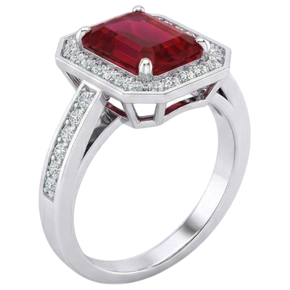 Emerald Ruby Natural Earth Mined Diamond ( Not Lab Grown ) Ring 11 Carats White Gold 14K Prong Set Jewelry