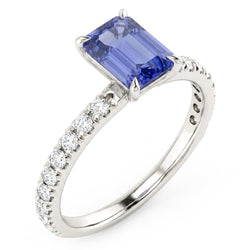 Emerald Sapphire Gemstone Ring Pave Set Natural Earth Mined Diamond ( Not Lab Grown )s 3.50 Carats