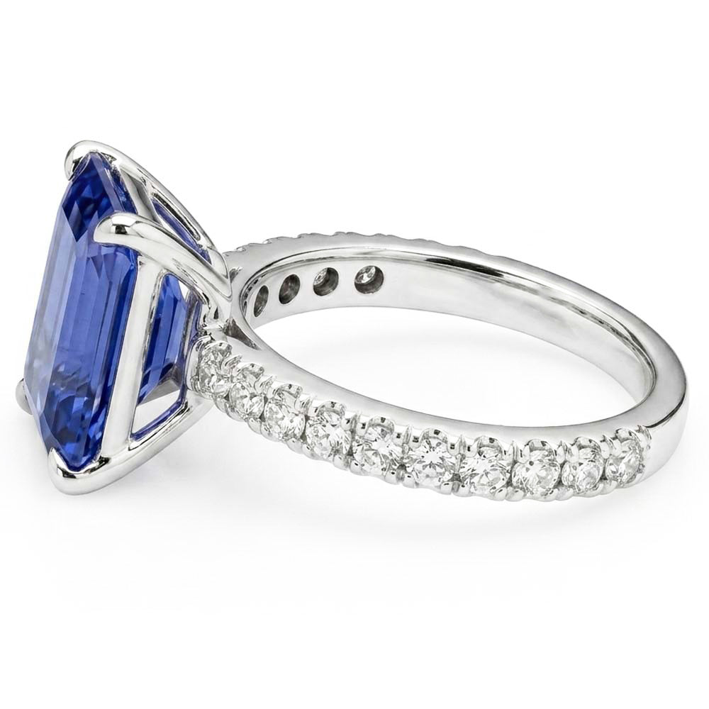 Emerald Sapphire Gemstone Ring Pave Set Natural Earth Mined Diamond ( Not Lab Grown )s 3.50 Carats