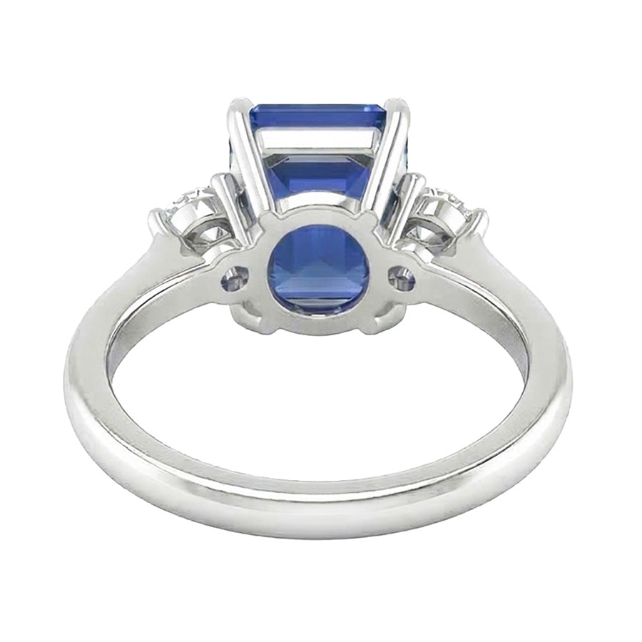 Emerald Sapphire Natural Earth Mined Diamond ( Not Lab Grown ) Ring 5 Stone White Gold 2 Carats Jewelry