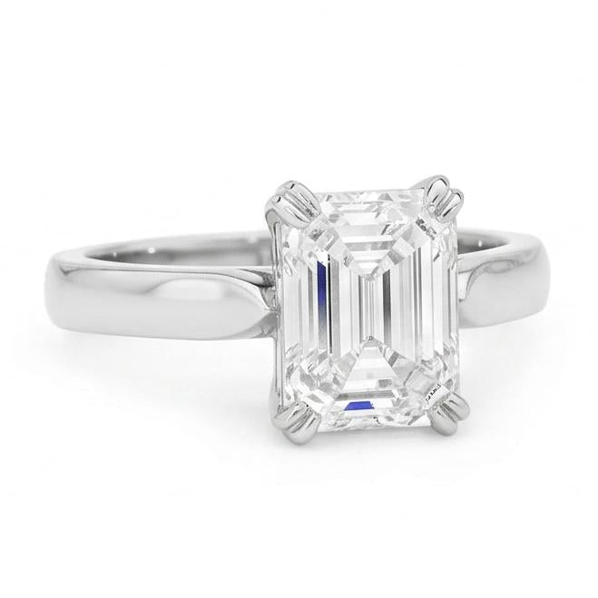 Emerald Shape Genuine Natural Earth Mined Diamond ( Not Lab Grown ) Solitaire Ring