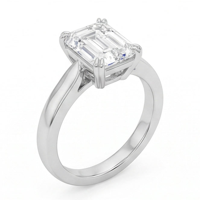 Emerald Shape Genuine Natural Earth Mined Diamond ( Not Lab Grown ) Solitaire Ring