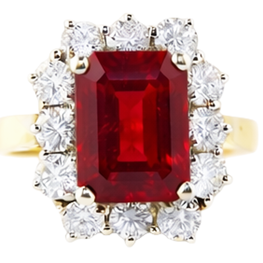 natural round ruby 7.45ct ring front view