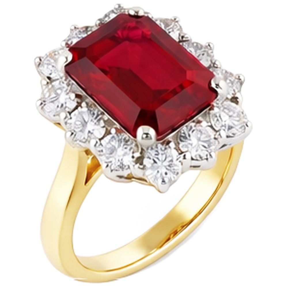 natural round ruby 7.45ct ring side angle