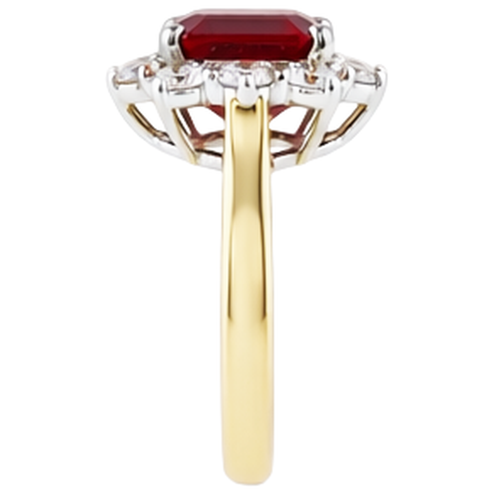 natural round ruby 7.45ct ring close up detail