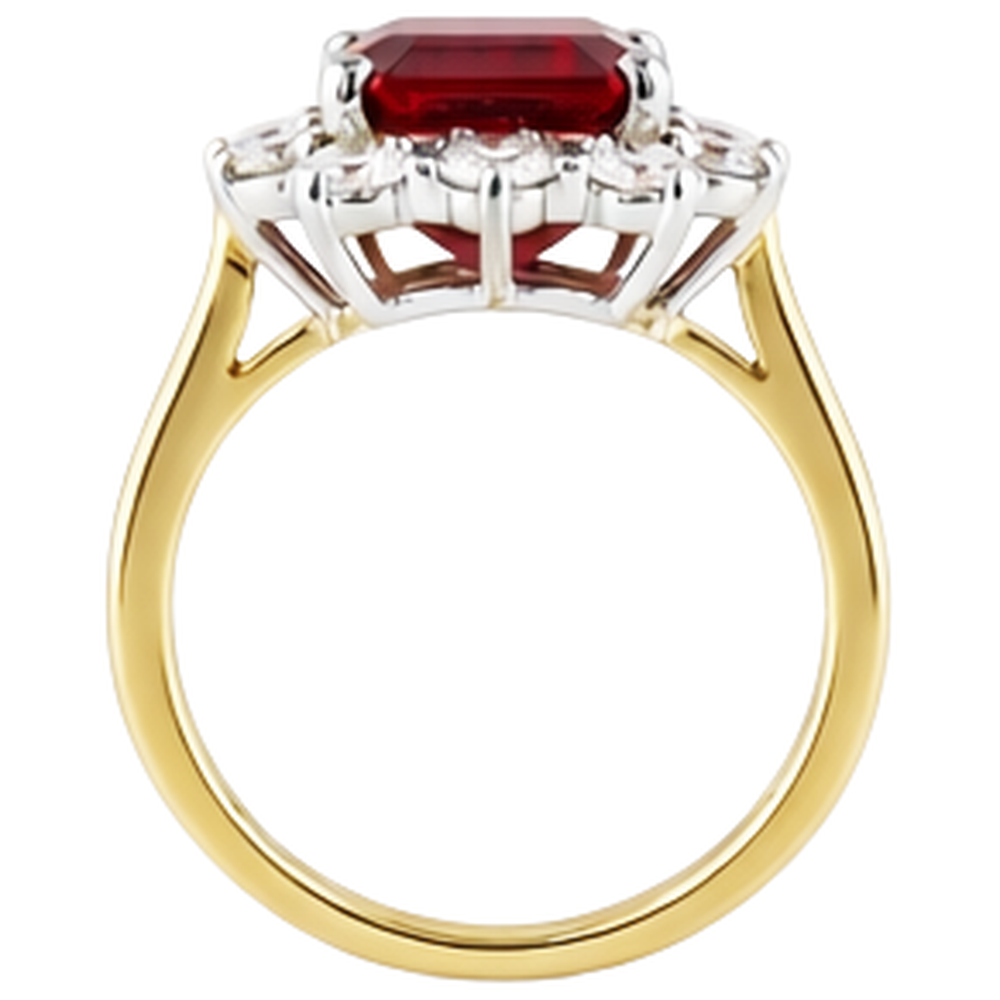 natural round ruby 7.45ct ring top view