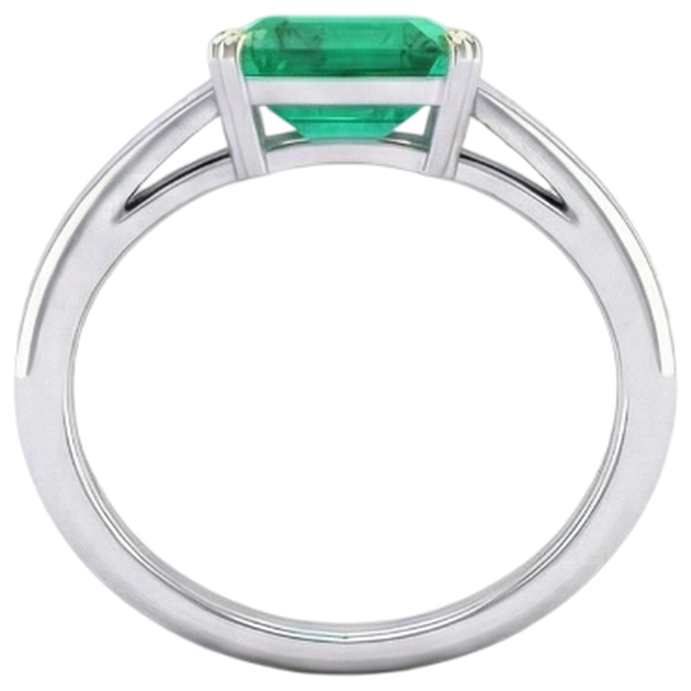 Emerald Precious Stone Ring 4-ct 14K Two Tone Gold – profile view