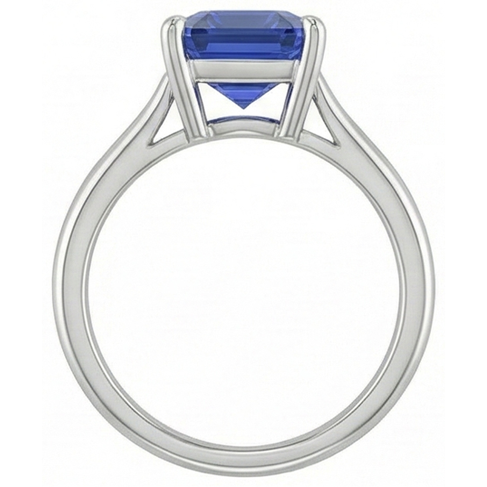 Emerald Solitaire Blue Sapphire Ring 2.50 Carats Ladies Jewelry