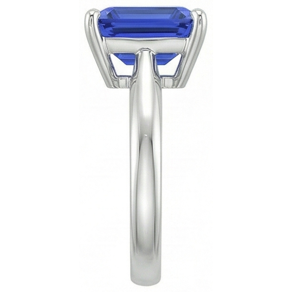 Emerald Solitaire Blue Sapphire Ring 2.50 Carats Ladies Jewelry