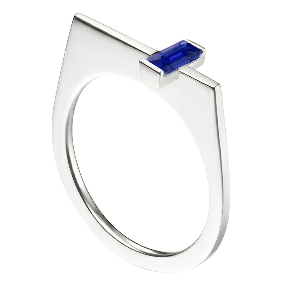 Emerald Solitaire Fancy Ring Ceylon Sapphire Bar Set Gold 14K