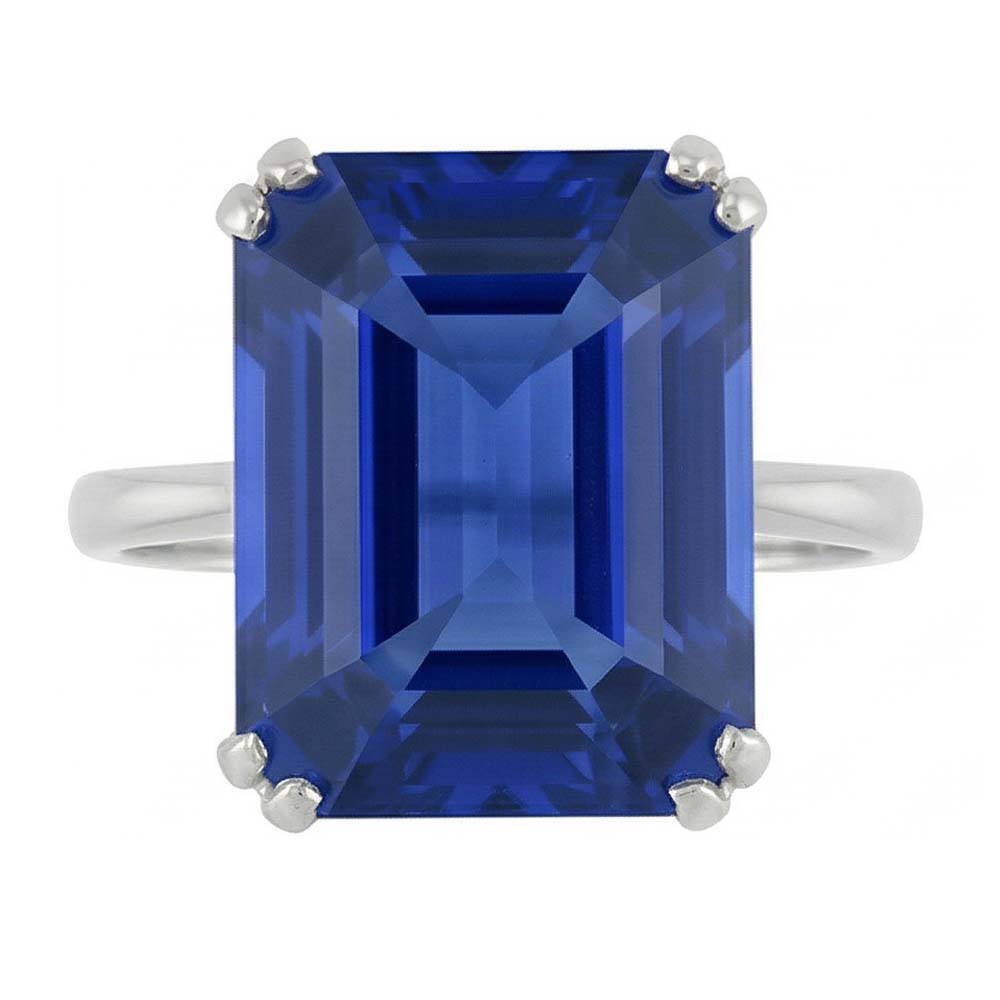 Emerald Solitaire Ring Sri Lankan Sapphire 2.50 Carats Basket Set