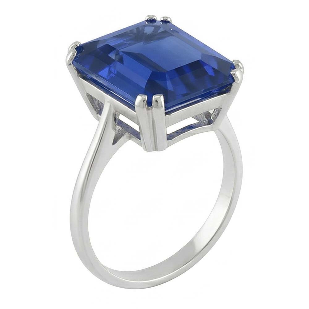Emerald Solitaire Ring Sri Lankan Sapphire 2.50 Carats Basket Set