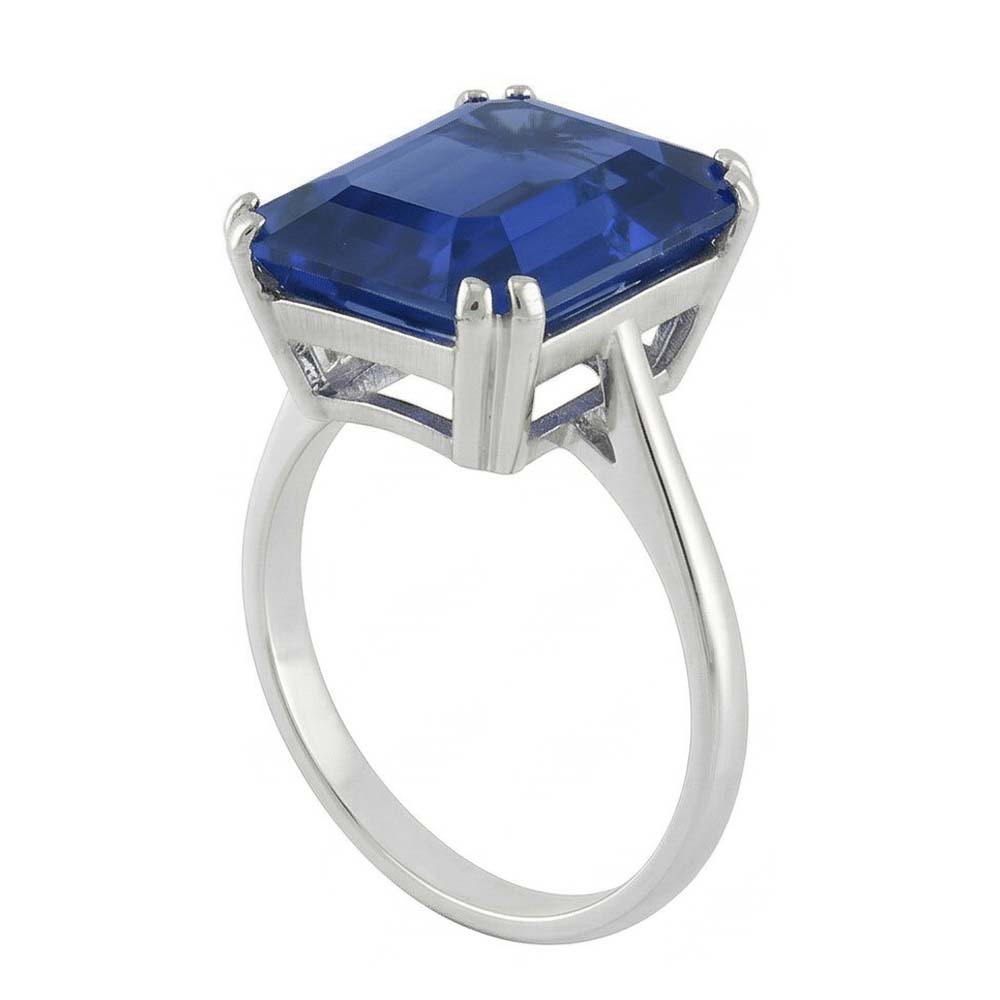 Emerald Solitaire Ring Sri Lankan Sapphire 2.50 Carats Basket Set