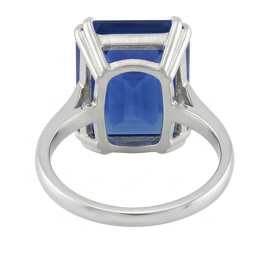 Emerald Solitaire Ring Sri Lankan Sapphire 2.50 Carats Basket Set