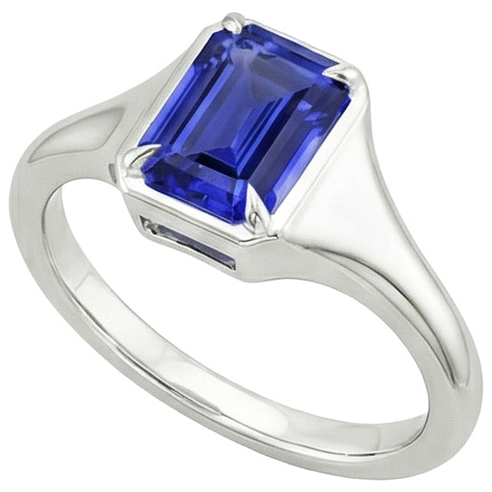 Emerald Solitaire Ring Sri Lankan Sapphire 3 Carats