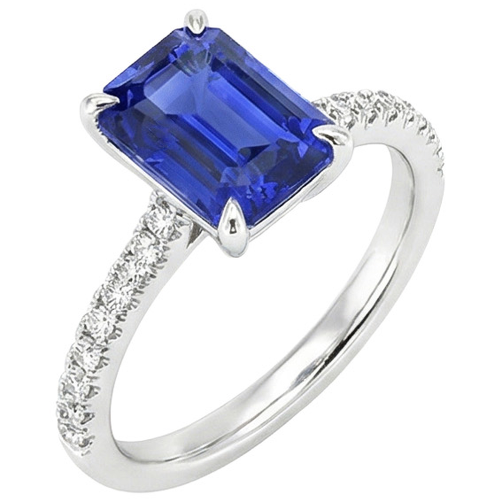 natural emerald sapphire 4ct ring top view