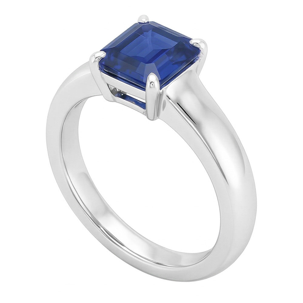 Emerald Solitaire Sapphire Engagement Ring Set 1 Carat White Gold Band