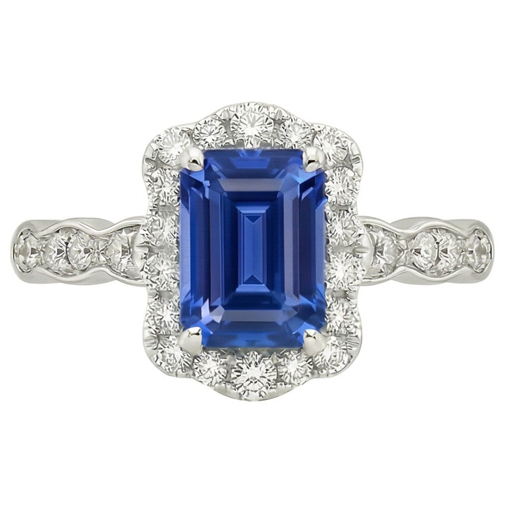 natural emerald sapphire 3ct ring close up detail