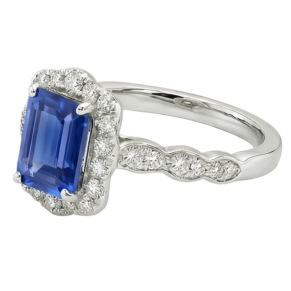 natural emerald sapphire 3ct ring top view