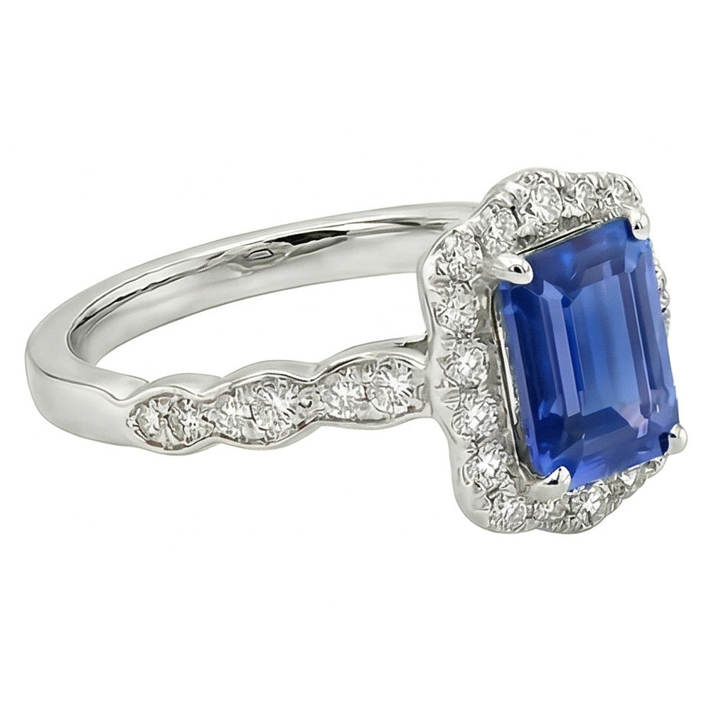 natural emerald sapphire 3ct ring profile view