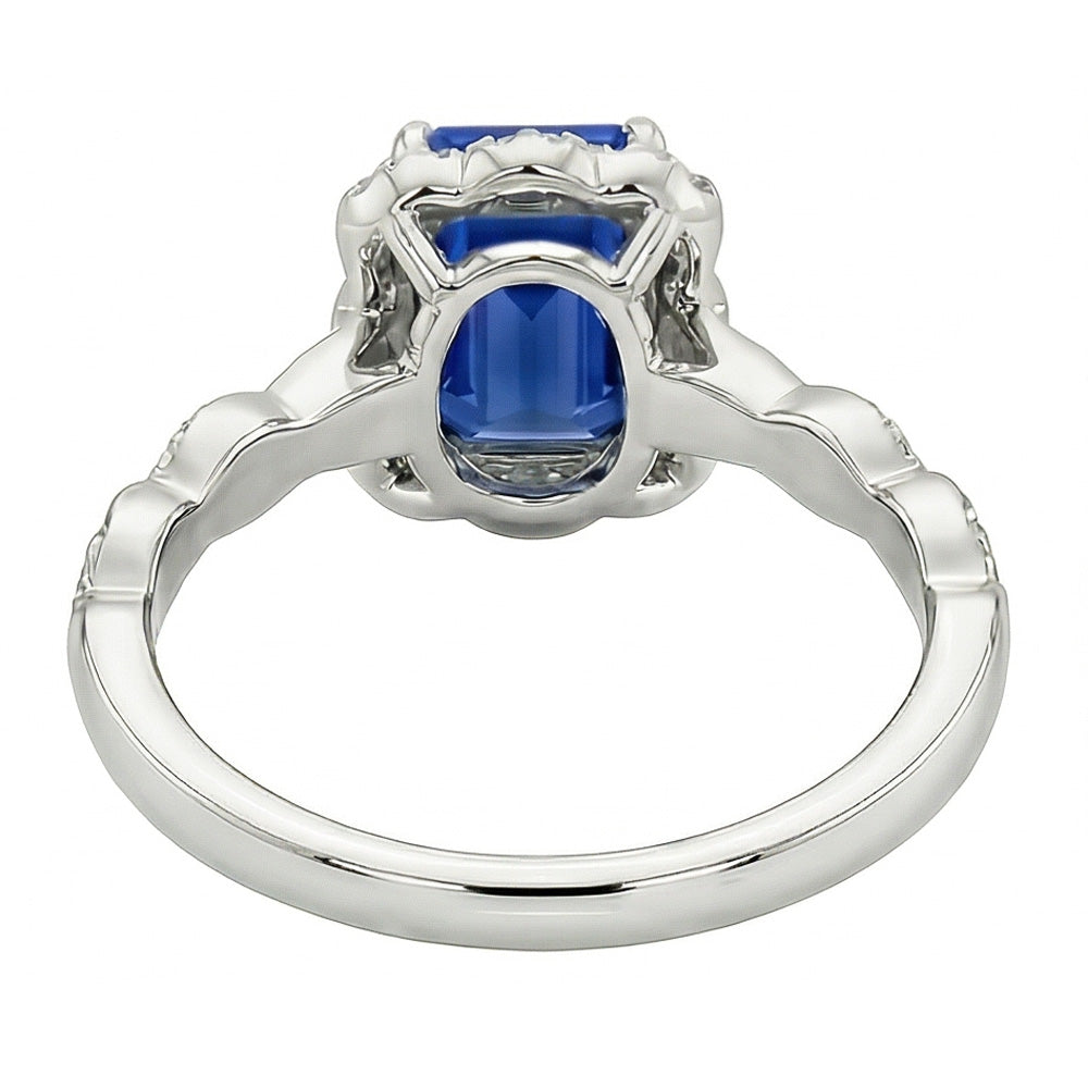 natural emerald sapphire 3ct ring on white background