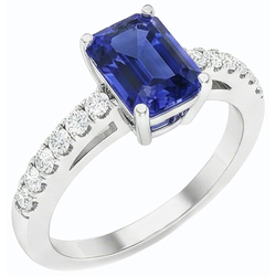 Natural Sapphire Ring 3.50ct - White Gold 14K