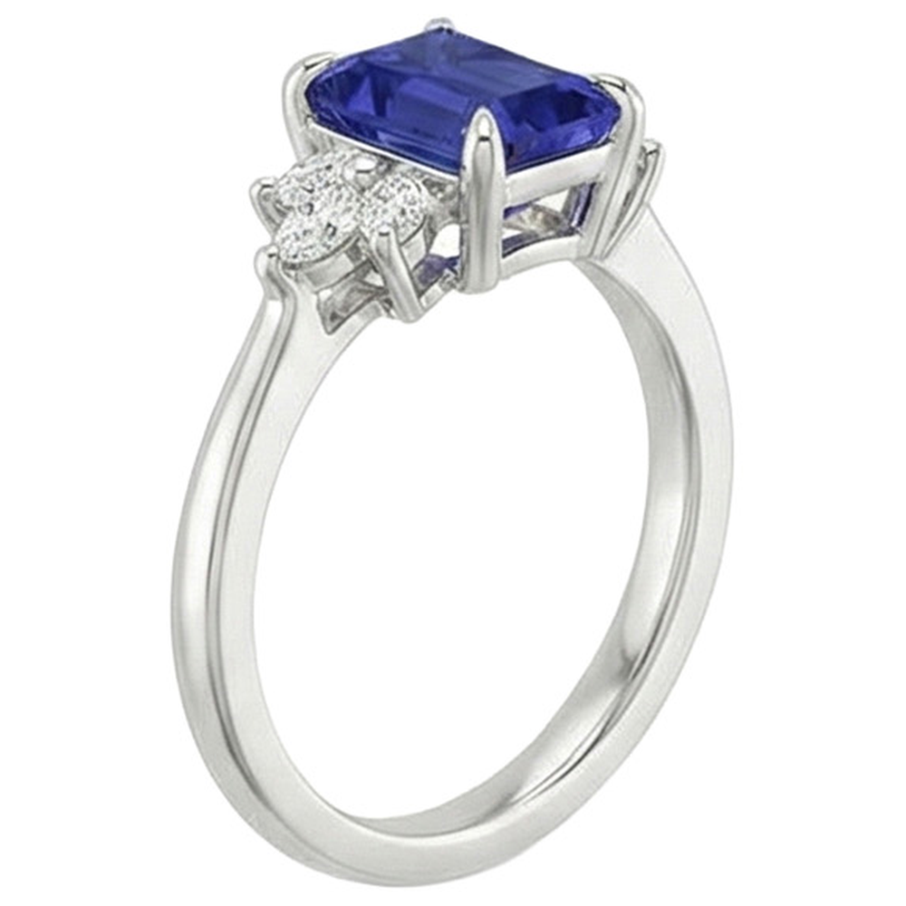 Emerald Sri Lankan Sapphire Natural Earth Mined Diamond ( Not Lab Grown ) Engagement Ring 2.50 Carats
