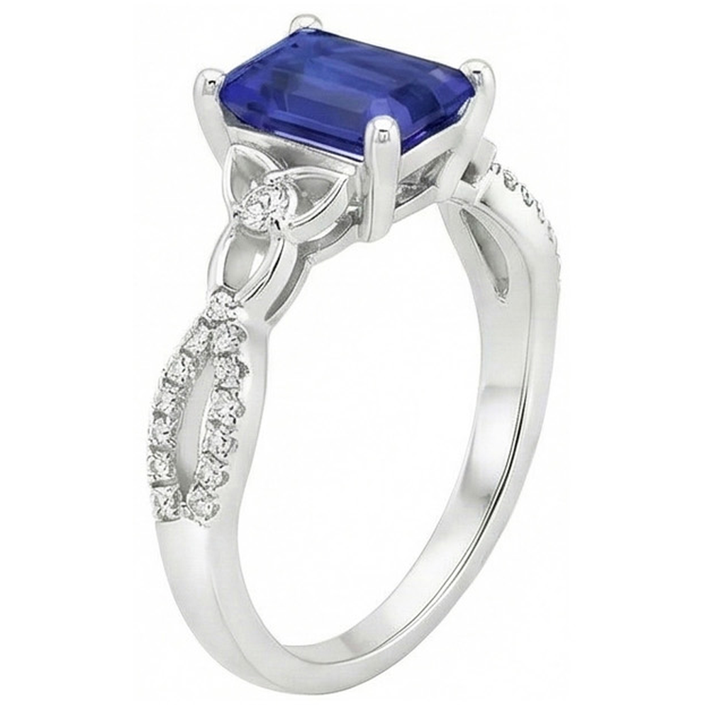 Emerald Sri Lankan Sapphire Natural Earth Mined Diamond ( Not Lab Grown ) Wedding Ring 3 Carats New