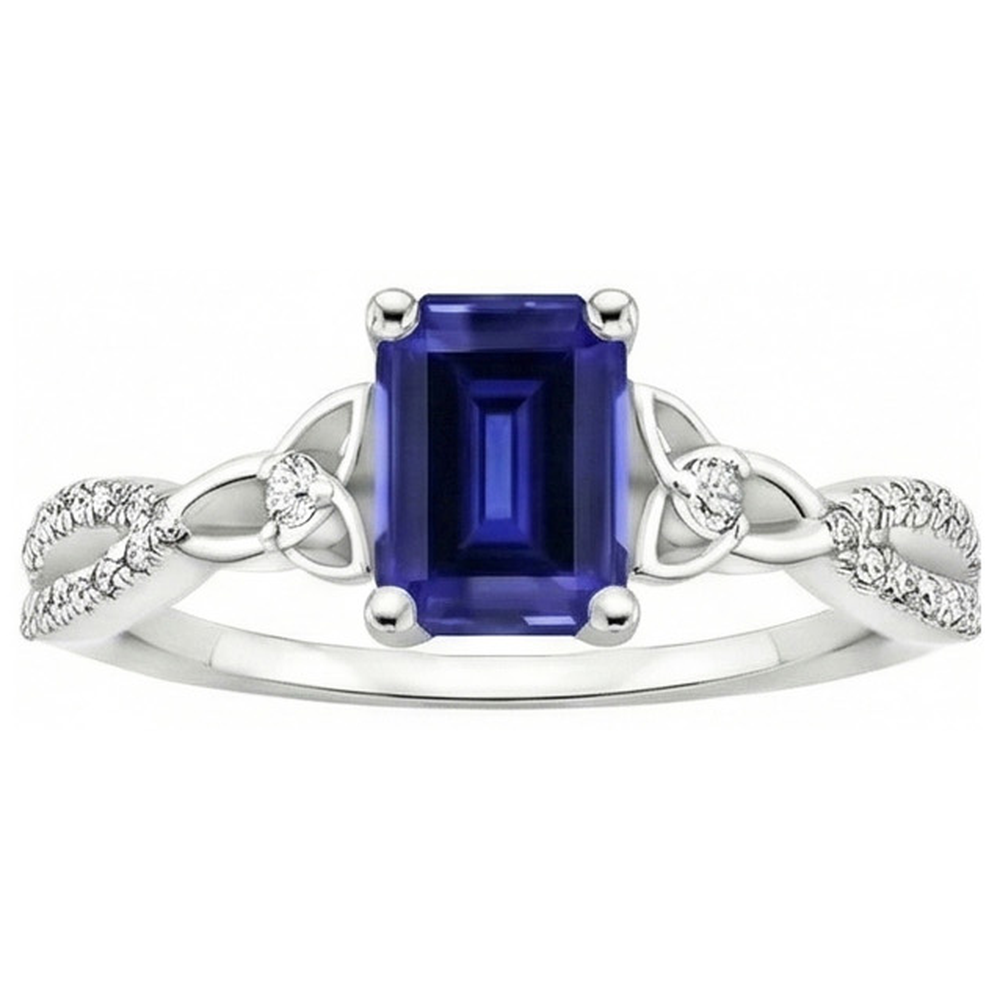 Emerald Sri Lankan Sapphire Natural Earth Mined Diamond ( Not Lab Grown ) Wedding Ring 3 Carats New