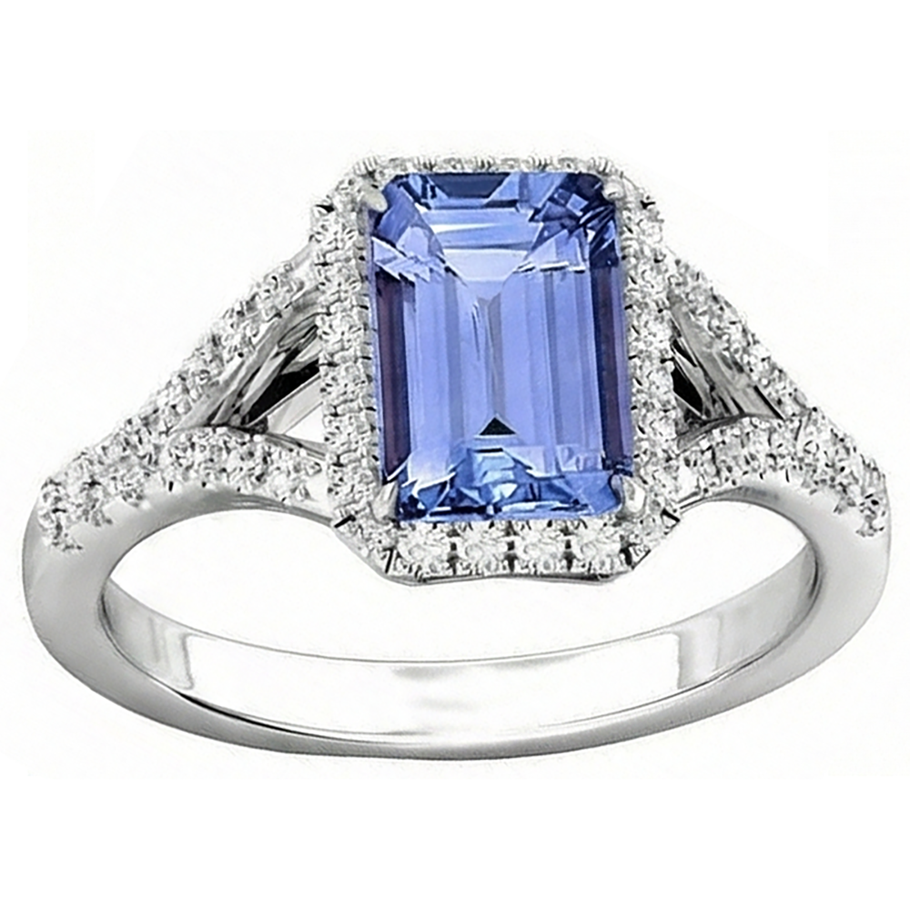 natural round tanzanite 4.10ct ring side angle