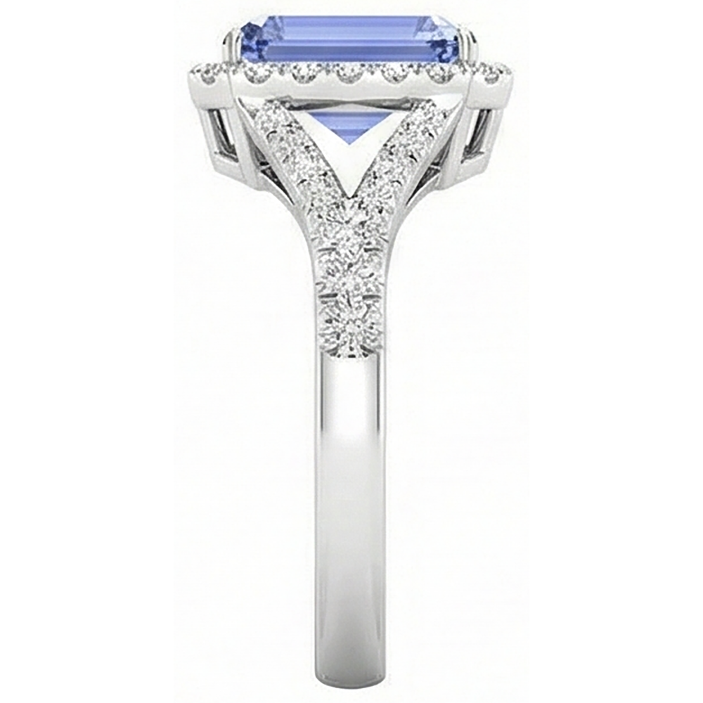 natural round tanzanite 4.10ct ring profile view