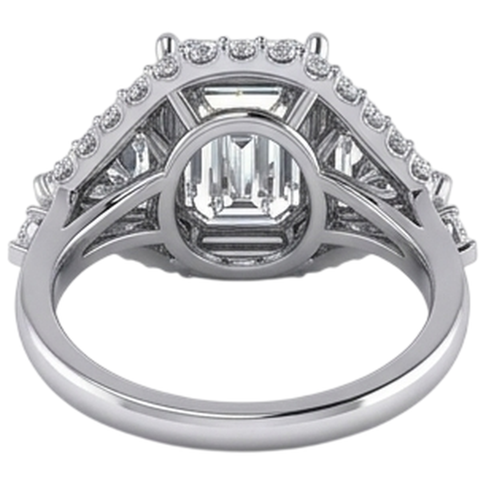 Emerald Trillion Natural Earth Mined Diamond ( Not Lab Grown ) Engagement Ring 3.95 Carats Brilliant Cut