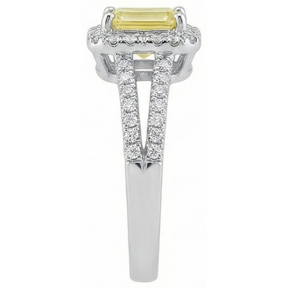 Emerald & Round Cut 4 Ct Yellow Sapphire Natural Earth Mined Diamond ( Not Lab Grown ) s Ring White Gold 14K