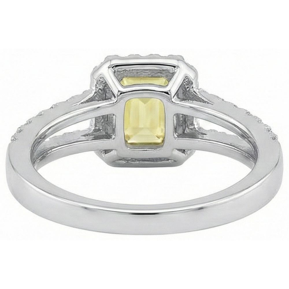 Emerald & Round Cut 4 Ct Yellow Sapphire Natural Earth Mined Diamond ( Not Lab Grown ) s Ring White Gold 14K