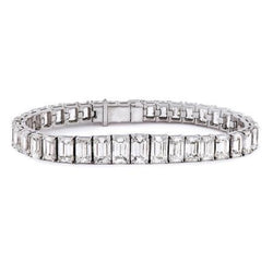 Emerald Cut 10.50 Carats Real Diamonds Tennis Bracelet Gold White 14K New