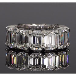 Emerald Cut Genuine Diamond Eternity Band 11.20 Carats White Gold Jewelry