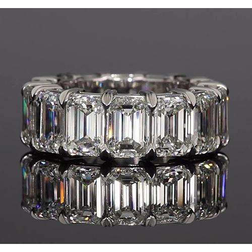 Emerald Cut Genuine Diamond Eternity Band White Gold Jewelry