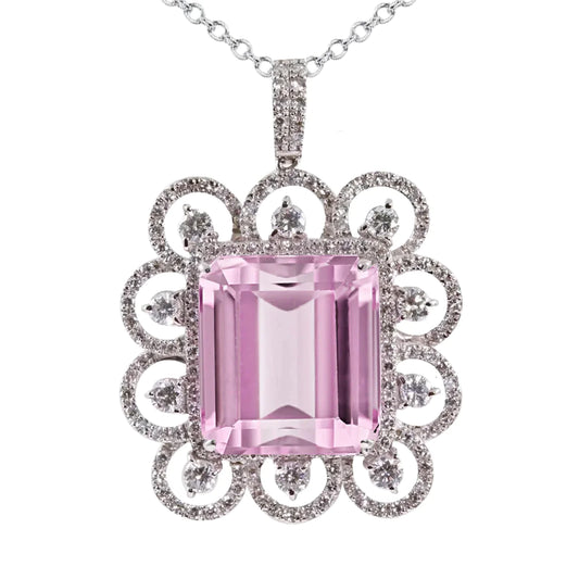 Emerald Cut Kunzite Crystal Necklace