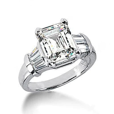 Emerald Cut Natural Diamonds Ring 3.51 Ct. Gold Three Stone Jewelry