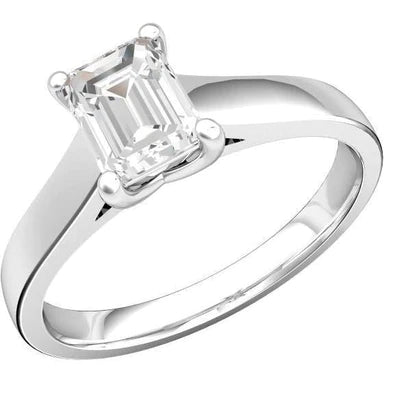 Emerald Cut Solitaire 2.25 Ct Natural Diamond Ring White Gold 14K