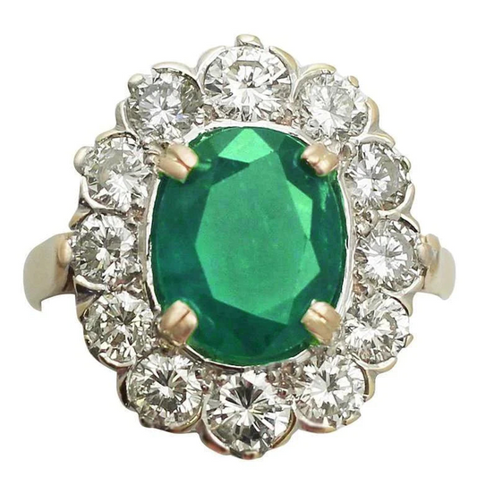 Emerald Halo Cocktail Engagement Ring
