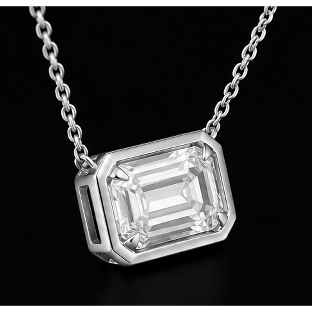 Emerald Cut 1 Carat Lab Grown Pendant 14K White Gold