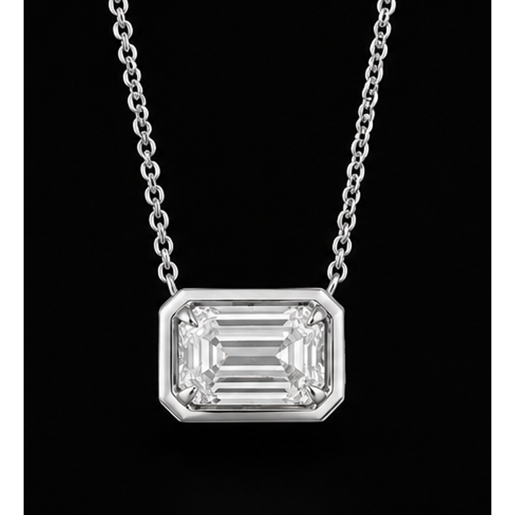 Emerald Cut 1 Carat Lab Grown Pendant 14K White Gold