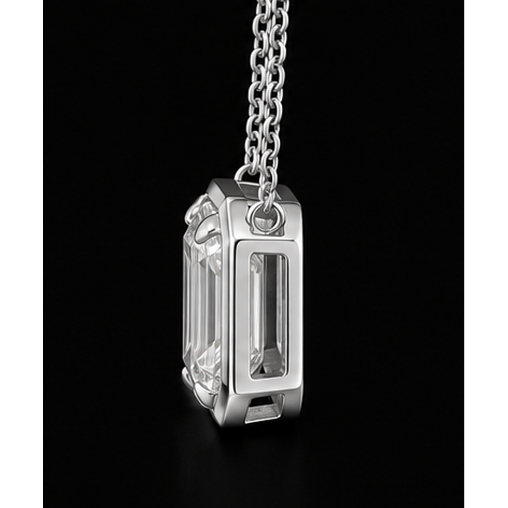 Emerald Cut 1 Carat Lab Grown Pendant 14K White Gold