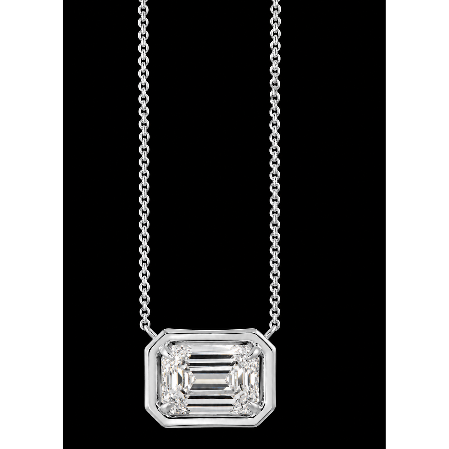 Emerald Cut 1 Carat Lab Grown Pendant 14K White Gold