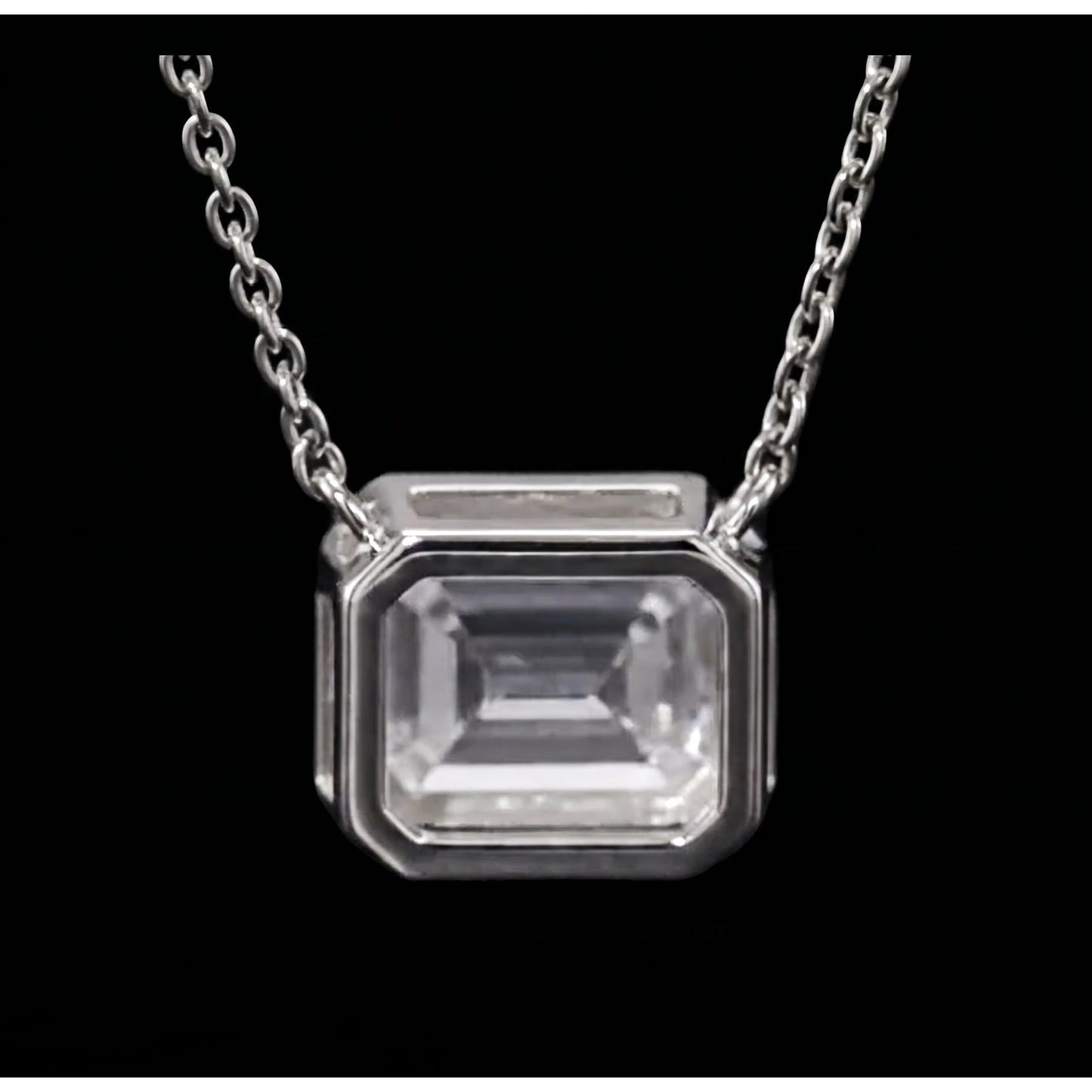 Emerald Cut 1 Carat Lab Grown Pendant 14K White Gold