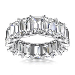 Emerald Cut Real Lab Grown Diamond Gold Eternity Wedding Band 7.50 Carats U Prongs