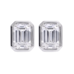 Emerald Cut 1.50 Carats Women Stud Lab Grown Diamonds 14K Earring White Gold