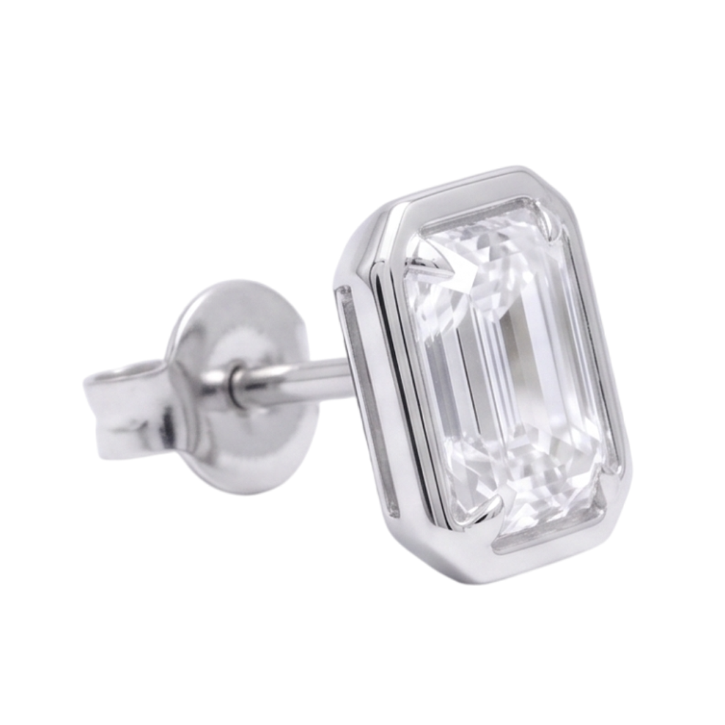 Emerald Cut 1.50 Carats Women Stud Lab Grown Diamonds 14K Earring White Gold