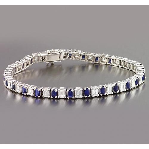 Emerald Diamond Ceylon Sapphire Tennis Bracelet Prong Set